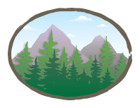 illustration of a vast forest before a mountain peak.